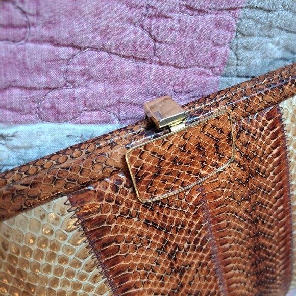 Vintage Ingledew snake skin purse, gold chain strap. - Picture 4 of 10